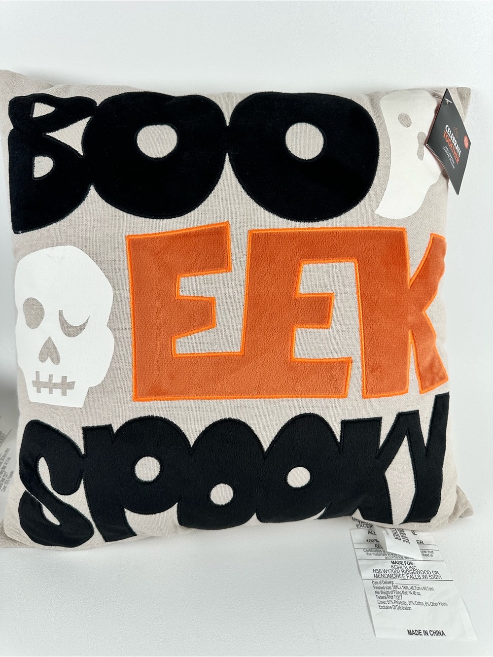 Halloween Decorative Accent Pillow - Orange, Black & White